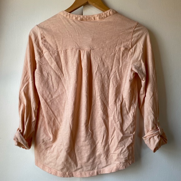 3/$15 Style & Co Peach Colored Shirt 3/4 Quarter Sleeve Medium - Picture 2 of 7